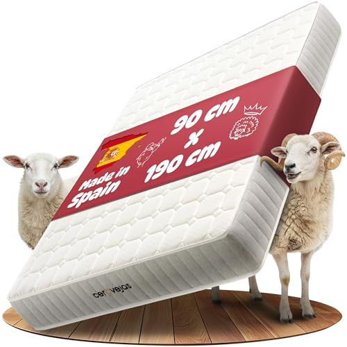 Cerovejas® Colchón Viscoelástico 90 x 190 - Altura 22 cm | Alta Densidad - Núcleo HR 28kg - Firmeza Media Alta para Aliviar la Presión y Dolores de Espalda | Oeko-Tex | Fabricado en España