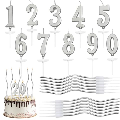 22 Piezas Velas de Cumpleaños Numeros, para Bodas Fiestas y Decoración