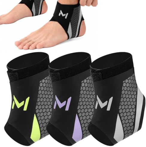 3 Pcs Ankle Support Brace for Running, Cycling and Sports, Breathable Honeycomb Mesh Ankle Wrap with Adjustable Strap, Low-Profile Compression Support for Men and Women