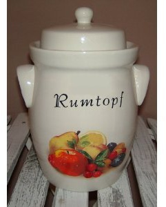 Récipient en terre cuiteOriginal Rumtopf 3,5 Ltr. motif de fruits