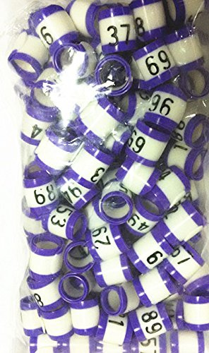 F-P 100pcs/lot Spiral Ring Line Racing Pigeon Identification Ring with Digital Numbered Pigeon Ring (Purple)