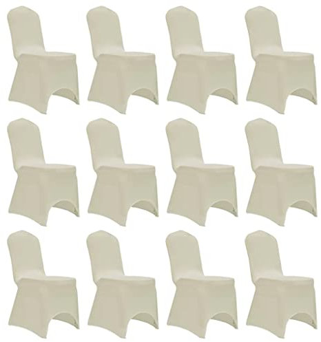 vidaXL 12x Stretch Stuhlhusse Stuhlbezug Stuhlhussen Stuhlüberwurf Stuhl Husse Hussen Bezug Universell Stuhlüberzug für Hochzeit Creme