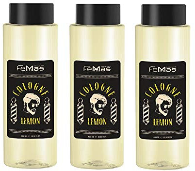 FemMas Lemon Cologne 400ml Eau de Cologne 3 Stück, desinfizierend für Hände und Gesicht