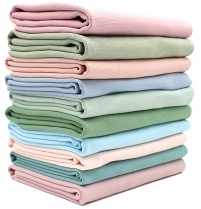 VmG-Store 10x 0,25m Bündchenstoff Set Schlauchware 70cm breit 95% Baumwolle, 5% Elasthan Auswahl Jersey (Pastellfarben, 10er Set)
