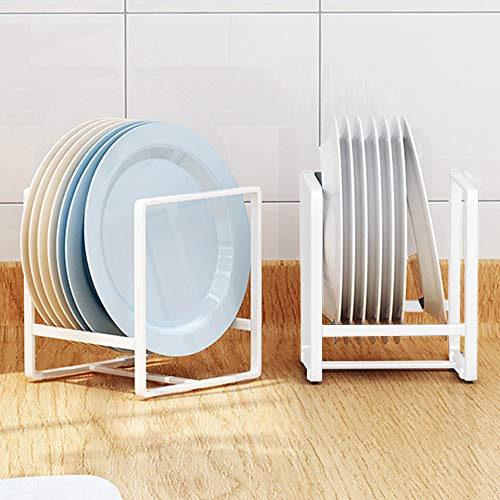 MINGFANITY Lot de 2 Supports d'assiettes en métal pour Armoire, comptoir et Placard – Blanc, Petit