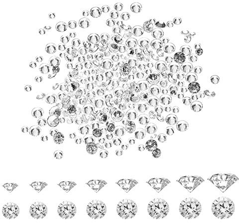 PH PandaHall 2 400 st genomskinliga kubisk zirkoniumsten, 8 storlekar spetsiga baksida CZ stenar facetterade CZ diamant strass ädelstenar för gör-det-själv ring örhänge armband nagelkonst brud smycken