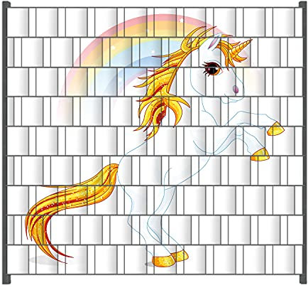 Wallario Zaun Sichtschutz Windschutz für EIN- und Doppelstabmattenzäune in der Größe Breite 2,00m x Höhe 1,80m, Motiv: Weißes Einhorn vor einem Regenbogen