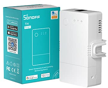 SONOFF Smart WiFi interruttore di rilevamento della temperatura e dell'umidità THR316 TH Origin 16A, controllo automatico della caldaia e dell'irrigazione, compatibile con Alexa e Google Home.