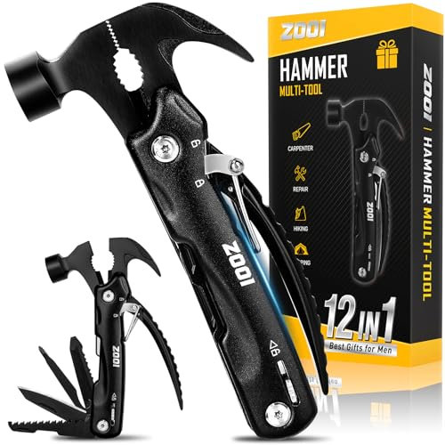ZOOI Cadeau Homme, Cadeau Fete des Peres, 12 en 1 Outil Multifonction, Gadget Insolite Utile, Cadeau Fête des Pères, Idee Cadeau Homme, Camping, Cadeau Papa, Cadeau Anniversaire Homme
