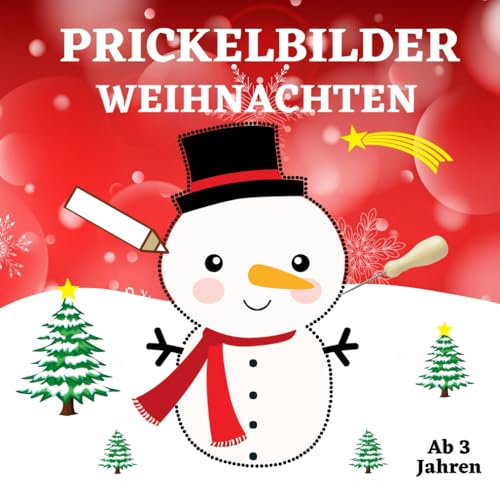 Prickelbilder Weihnachten: Basteln Weihnachten für Kinder ab 3 Jahren | Prickelbuch zum Weihnachtsfest mit 50 Motiven zum Ausmalen, Prickeln, Ausschneiden | Prickelblock für Mädchen und Jungen