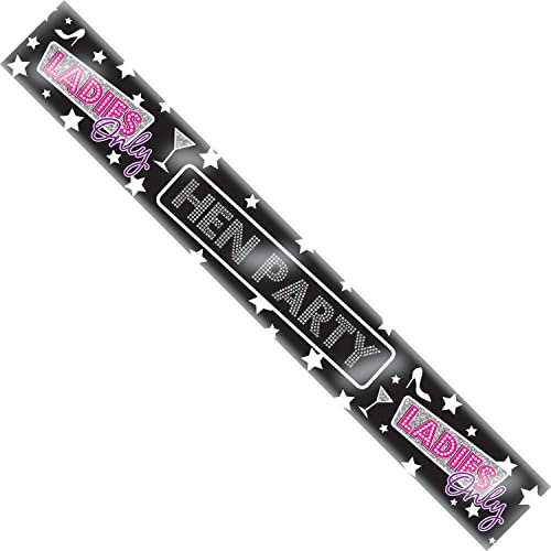 Hen Party Girl's Night Out Pink And Black L Plate Holographic Recyclable Birthday Party Banner