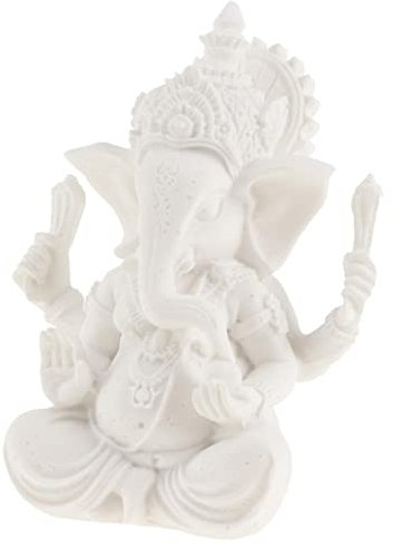 misppro Der Sandstein Hindu Ganesha Buddha Elefant Gott Statue Skulptur Fengshui Figur Dekor Ornament 10,2–12,7 cm – Weiß – 10 cm