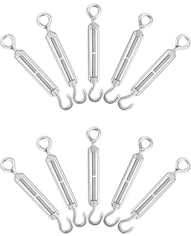 QWORK® 10 Pezzi M5 Tenditore (gancio E Occhio), Tenditori In Acciaio Inossidabile 304, Tenditore Filo