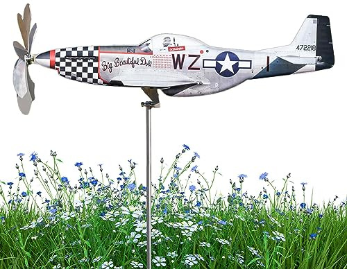Benares Flugzeug-Windspiel | Windmühle | Flugzeug-Windspinner | Flugzeug-Gartenspinner | Flugzeug-Windfänger | Garten-Windmühle | Flugzeug-Windmühle Aus Edelstahl | Gartendekoration