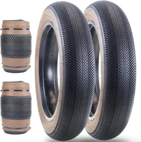 ZUKKA 2er-Pack Fat Bike Tire 20 Zoll E-Bike Reifen Heavy Duty Faltbar Fett Fahrradreifen 20 x 4.0 Fat Fahrrad Mantel für Fatbike, Mountainbike MTB Bicycle Brau