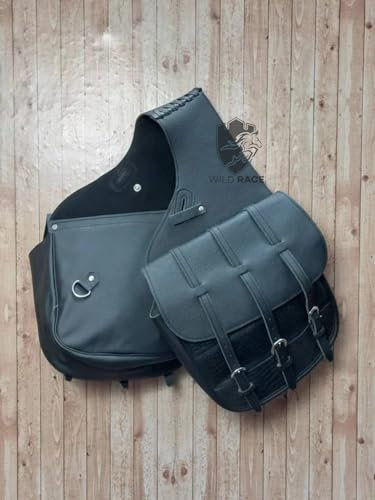 WILD RACE Western-Satteltasche aus Pferdeleder, strapazierfähig, für traditionelle Trail-Fahrten | Satteltasche | Pferdesatteltasche | Western-Satteltasche | Ledersatteltaschen für Pferde (STYLE-35)