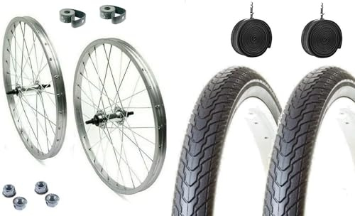 Coppia Cerchi Bici 26” x 1.75 Anteriore + Posteriore con 2 Copertoni e 2 Camere d’Aria Valvola Italia – Set Completo per City Bike, Olanda e Bici da Passeggio