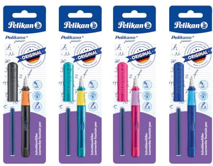 Pelikan Füller Pelikano Junior, Schreiblernfüller für Rechtshänder, Feder A, keine Farbauswahl möglich!, inklusive 1 Tintenpatrone, 824897