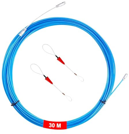 Ayuda para tirar de cables, 30 m, φ 3,6 mm, alambre de poliéster, adecuado para fibra óptica, comunicación, electricidad doméstica, obras