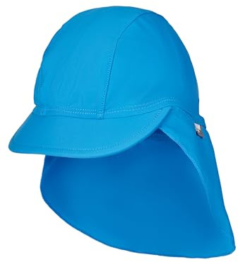 Sterntaler Schirmmütze Nacken Uni - Baby- und Kinder Mütze mit Nackenschutz - UV-Schutz 50+ Bademütze - Kopfbedeckung Schwimmbad und Strand - Unisex Bademode - leuchtblau, Größe 45