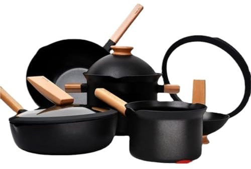 Batteria di Pentole Set Di Pentole Per Padella Antiaderente Set Di Pentole Per Pentole Da Cucina Per Uova, Padella Per Zuppa, Pentola In Ferro Batteria di Pentole per Induzione