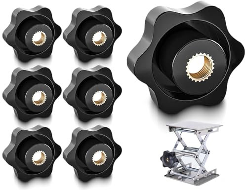 Lhbwhiz Lot de 6 écrous à poignée étoile M6,vis moletée à filetage intérieur en laiton,écrou à oreilles de type à visser M6,filetage moleté,écrou moleté, vis à poignée étoile diamètre 32 mm,vis étoile