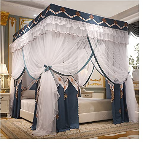 Betthimmel mit 4 Postern, Moskitonetz, Prinzessinnen-Bettvorhänge können Staub abhalten, erhältlich für alle Jahreszeiten, Mädchen-Schlafzimmerhimmel für Kingsize-Bett mit Halterung (1,5 × 2 m/4,9 × 6