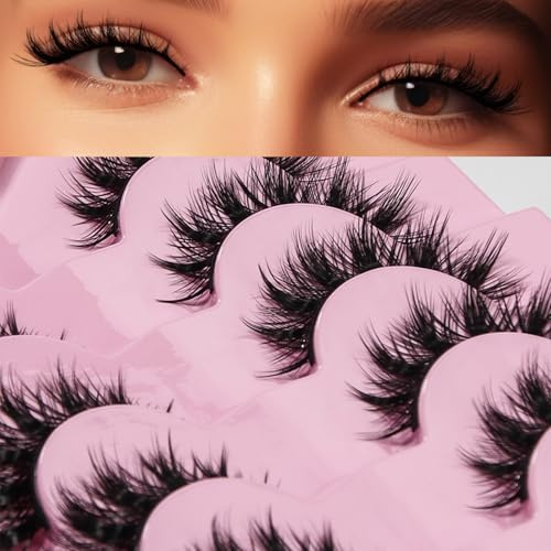 AKARABEAUTYLASHES Wimpern Natürliche 7 Paare 3D Künstliche Wimpern Russian Strip Falsche Wimpern Faux Mink (Russian-R05)