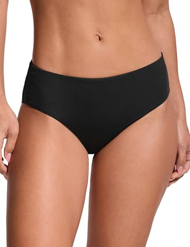 CRZ YOGA - Bas de Bikini pour Femmes - Slip de Bain Basique, mi-Hauteur et Couvrant Noir 40