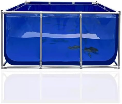 Generisch Fischteich aus PVC-Plane mit Stahlrahmen, Faltbarer Wasserspeichertank für Fischteiche im Freien, Aquarium-Poolteich mit transparenter Sichtscheibe und Ablassventil, Fischteich-Plane