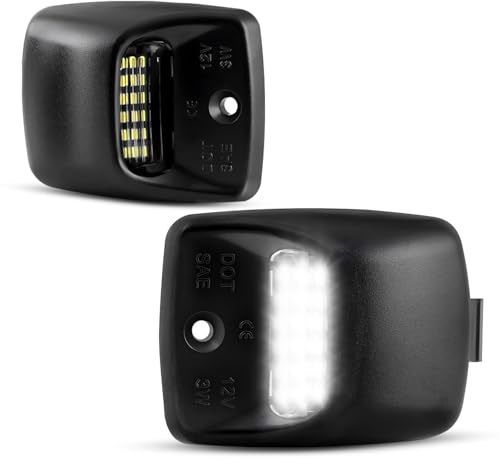 LESAUCE 2025 Upgraded LED License Plate Lights Compatible with 2005-2015 Tacoma/2000-2013 Tundra, 6000K White, Smoke Lens, Tag Lamp Assembly Replacement, IP68 Waterprooof, Pack of 2