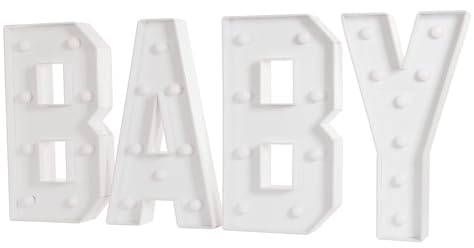 LED BABY Buchstaben Lichter KT-Board Dekoration Lichter Batteriebetrieben mit 32 LED-Birnen Groß Brief Lampe für Hochzeit, Geburtstag, Party Alphabet Lampe Leuchtbuchstaben 48x70CM