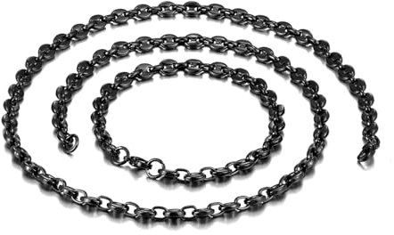 Daesar Schwarz Kette 56CM ohne Anhänger Herren, Bohnenkette 7MM Edelstahl Halskette Personalisiert für Charms