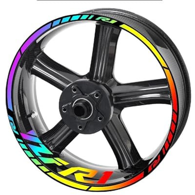 Felgenband Motorrad Reflektierende Felgenstreifen Aufkleber Vorne Hinten Komplettset Aufkleber Für Y&amaha YZF R1 R1 Aufkleber(Laser Rainbow)