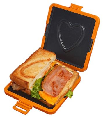 Personal Maker Nonstick Panini Press,Stainless Steel Panini Maker Grilled Cheese Machine Stovetop Grill Press Flip Pan for Camping Home (Orange)