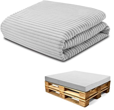 Amazinggirl Housse pour Coussin de Palette en Carton Mousse, Coussin compensé pour Matelas de Sol Housse: 120x80 cm - Idéal pour Meubles et Lits en palettes Oeko-Tex Gris Clair Lincoln