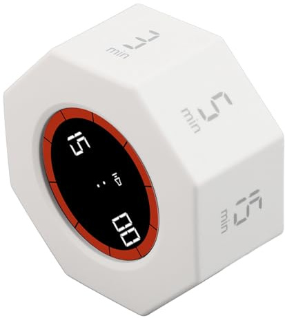 Ejoyous Pomodoro Timer, Digital Schwerkraft Flip Timer Cube Würfel Productivity Timer Countdown Timer mit G-Sensor für Aufgaben Arbeit Arbeitszimmer Küche 1/3/5/15/30/60/90 Minuten (1)