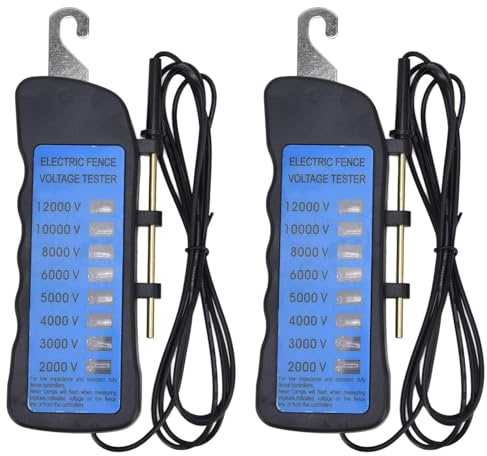 Yuecoom 2 Set Spannungsprüfer, Berührungsloser 12KV 2000-12000V Taschenclip Elektrozaun Tester für Farm Elektrozaun,Voltmeter Durchgangsprüfer Spannungstest Elektrotester Wasserdicht