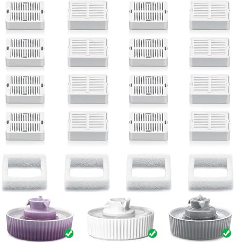 OrdasPet Katzenbrunnen Filter, 20 Packs Ersatzfilter für 2.1L Keramik Trinkbrunnen für Katzen, Baumwolle Aktivkohle Filter und Schaumstofffilter, Austausch alle 2 Wochen