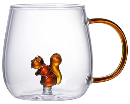 3D Animal Coffee Becher - 380 ml transparente Borosilikat -Glas -Trinkbecher | Hitzebeständige Brille für Bars, Gäste oder Angehörige mit diesen süßen Tassen, die leicht zu tragen sind und perfekt für