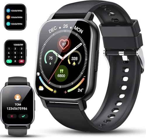 Smart Watches for Men Women (Answer/Make Calls), 1.85 Touchscreen Fitness Watch with Heart Rate/Sleep Monitor/Pedometer,110+ Sport Modes Fitness Tracker, IP68 Waterproof Smartwatch for Android iOS
