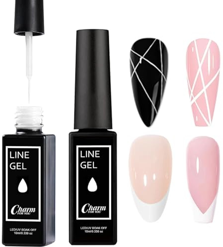 White Gel Nail Polish Liner - French Nail Art Design - Liner Gel Polish for DIY Home Manicures, UV/LED Cured, Perfect for Beginners & Professionals - Long-Lasting Women’s Manicure Lacquer