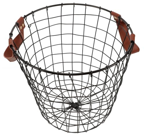VALICLUD Metal Firewood Storage Basket Large Round Iron Log Holder Handles Outdoor Fireplace Firewood Organizer for Camping and Home Use