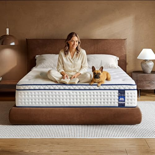 BCNUW Queen Mattress, 14Inch Queen Hybrid Mattress in a Box, Medium Firm Memory Foam Mattress, with Individual Pocket Springs, Upgrade Zoned Support, Motion Isolation&Pressure Relief