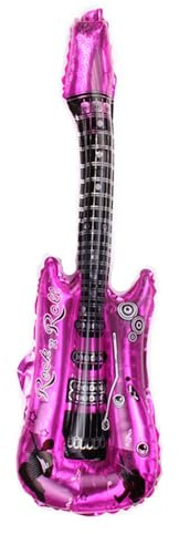 Van Der Linn Guitar Helium Balloon LARGE 80cm Inflatable Air Guitar Foil Blow Up Party (Rose Red Guitar)