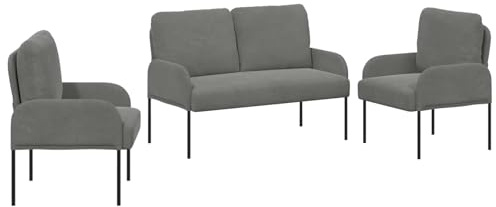 vidaXL Juegos de sofás con cojín 3 pcs Gris Oscuro 115 x 56 x 80 cm, Conjunto de sofá Moderno, Asiento cómodo para casa, sofá Elegante y Minimalista de Madera contrachapada