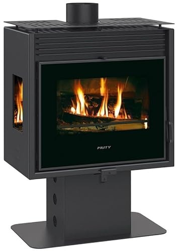 Prity PM3L E Panorama-Holzofen | Dreiseitiges Glas | Großformat | 10 kW | CE-zertifiziert | Designer Holzofen