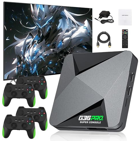 G36 PRO Retro Spielkonsole 256G, Video Emulator Spielekonsole, EmuELEC & Android-System, Plug and Play TV Videospielen (4 Wireless Controllern)