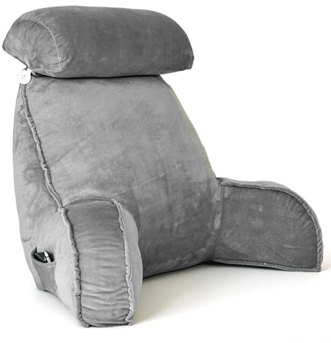 FARYODI Cuscino da lettura extra large con fodera rimovibile, imbottito con fibra cava, cuscino ergonomico per letto/divano, per adulti e bambini (grigio)