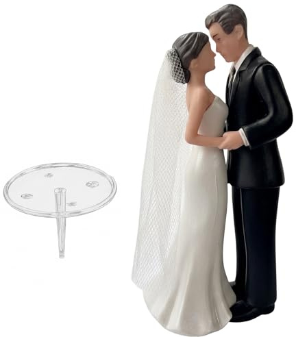 Ceriselle Brud och Brudgum Tårtfigurer, Bröllopstårt Topper & Figur för Bröllopstårta, Brud och Brudgum Figur med Slöja, Klassisk Dekoration för Bröllop, Förlovning och Brudsbröllop, Svart